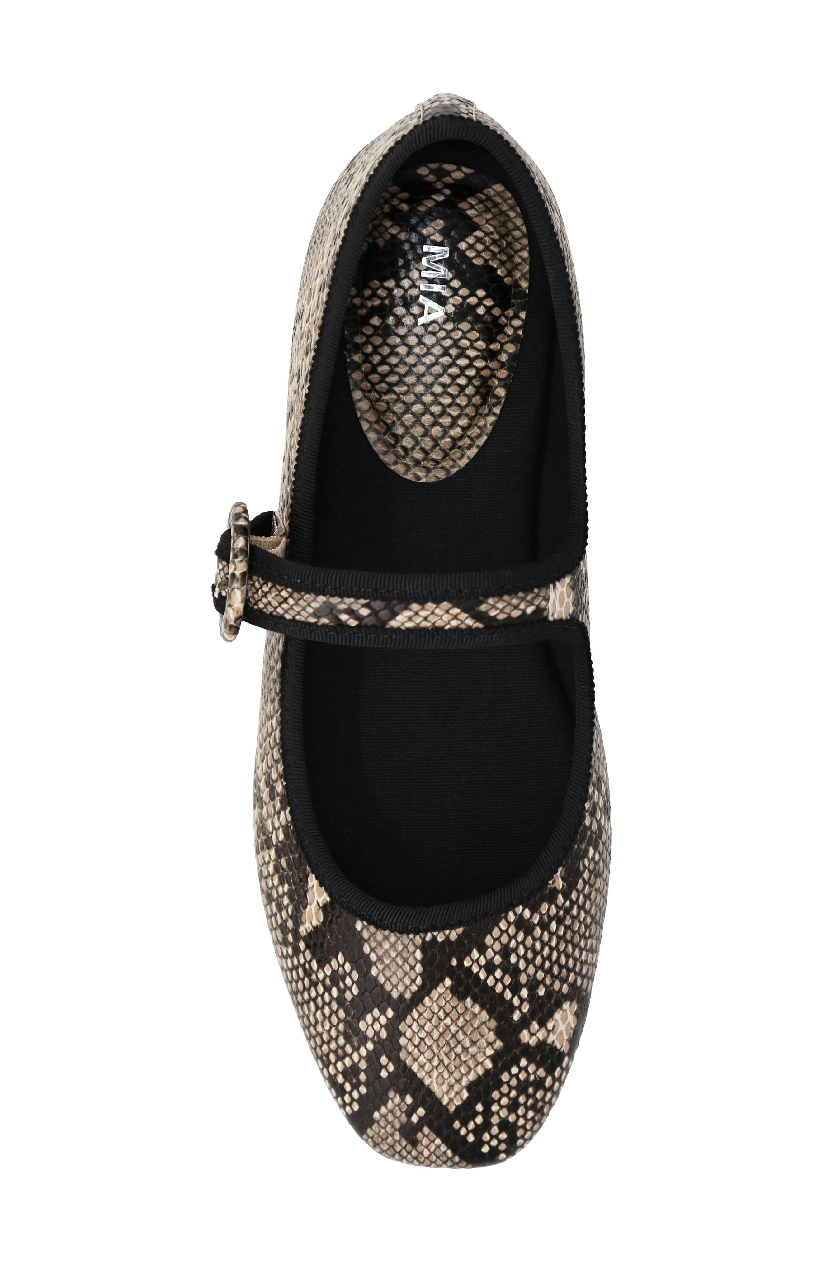 Miya Snake Print Faux Leather Mary Jane Flat, Alternate, color, BEIGE MULTI
