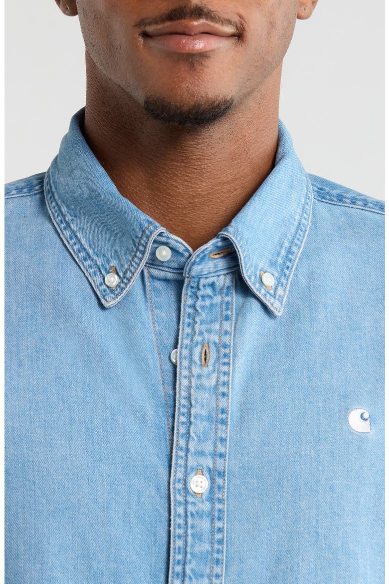 Lucas Denim Button-Down Shirt, Alternate, color, BLUE (BLCH)