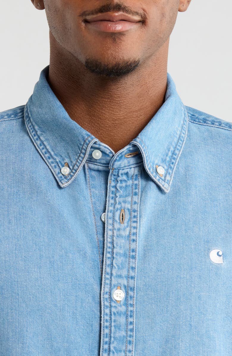 Carhartt Work In Progress Lucas Denim Button-Down Shirt, Alternate, color, Blue (Blch)