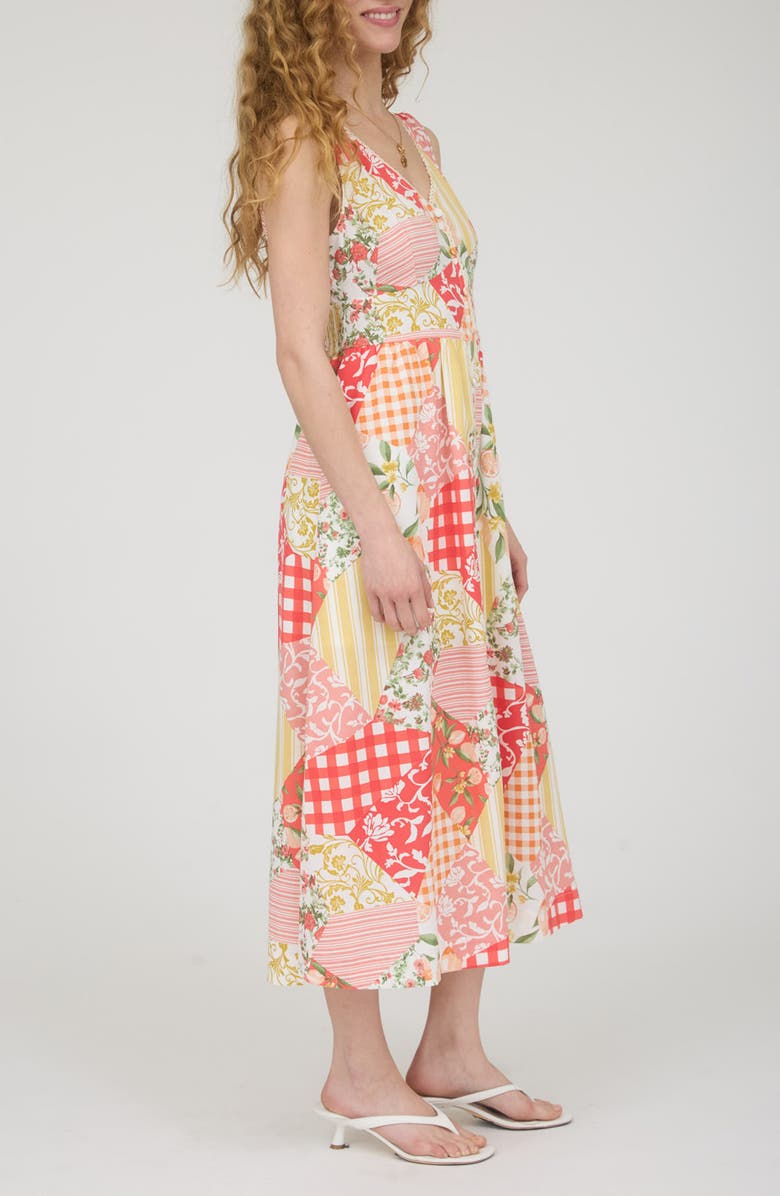 Blu Pepper Patchwork Sleeveless Midi Dress, Alternate, color, Red Multi