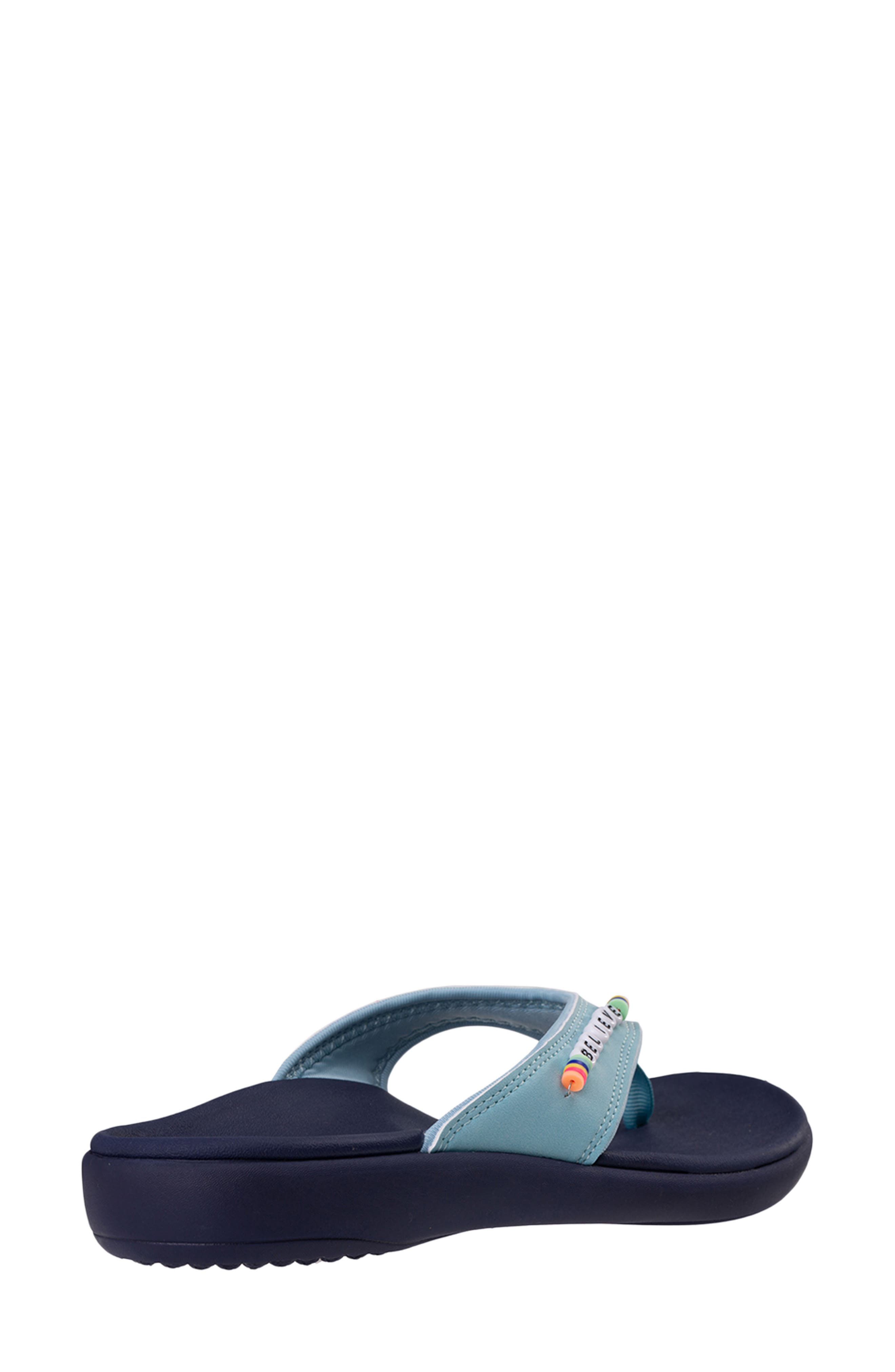 Yumi Friendship Believe Beaded Flip Flop, Alternate, color, BLUE
