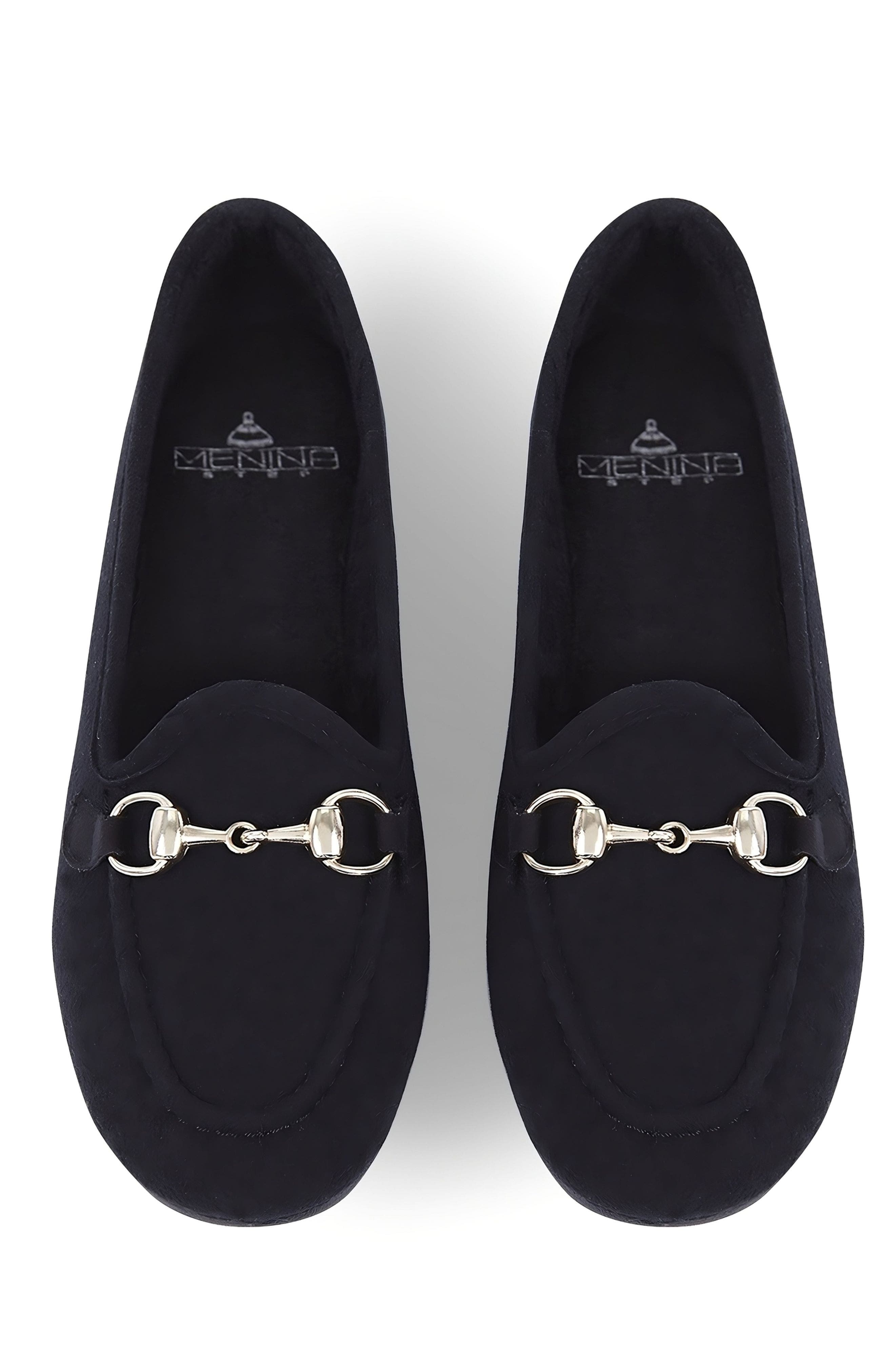 Menina Step Royal Suede Buckle Slipper, Alternate, color, Black