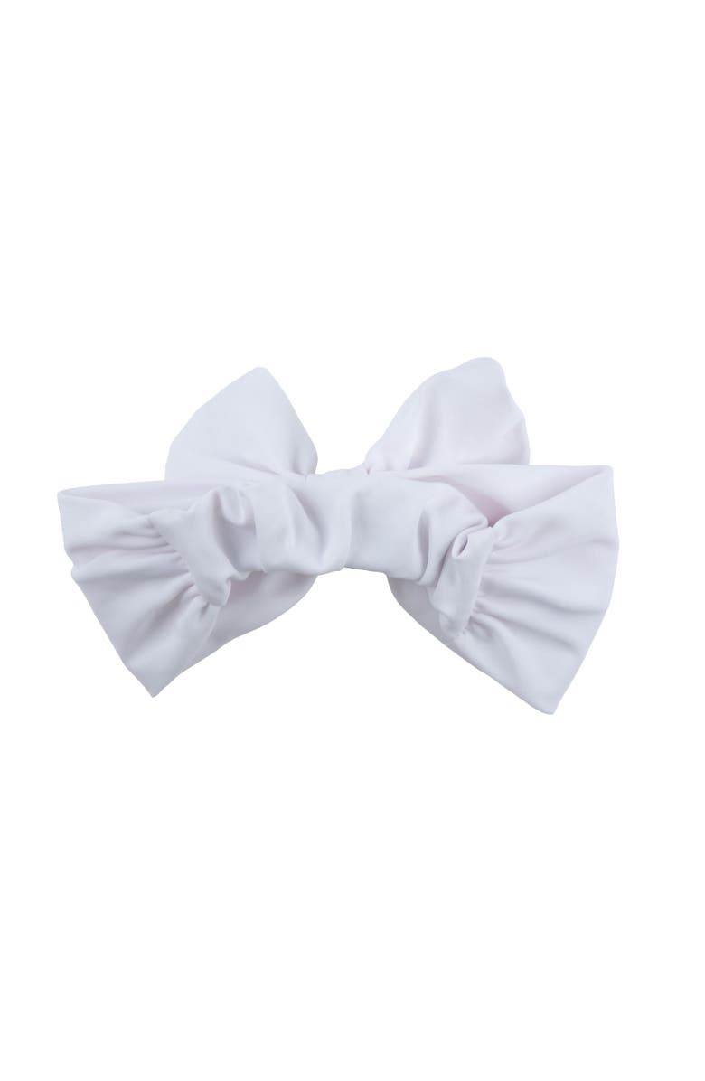 RuffleButts Girls UPF50+ Swim Bow Headband, Alternate, color, White