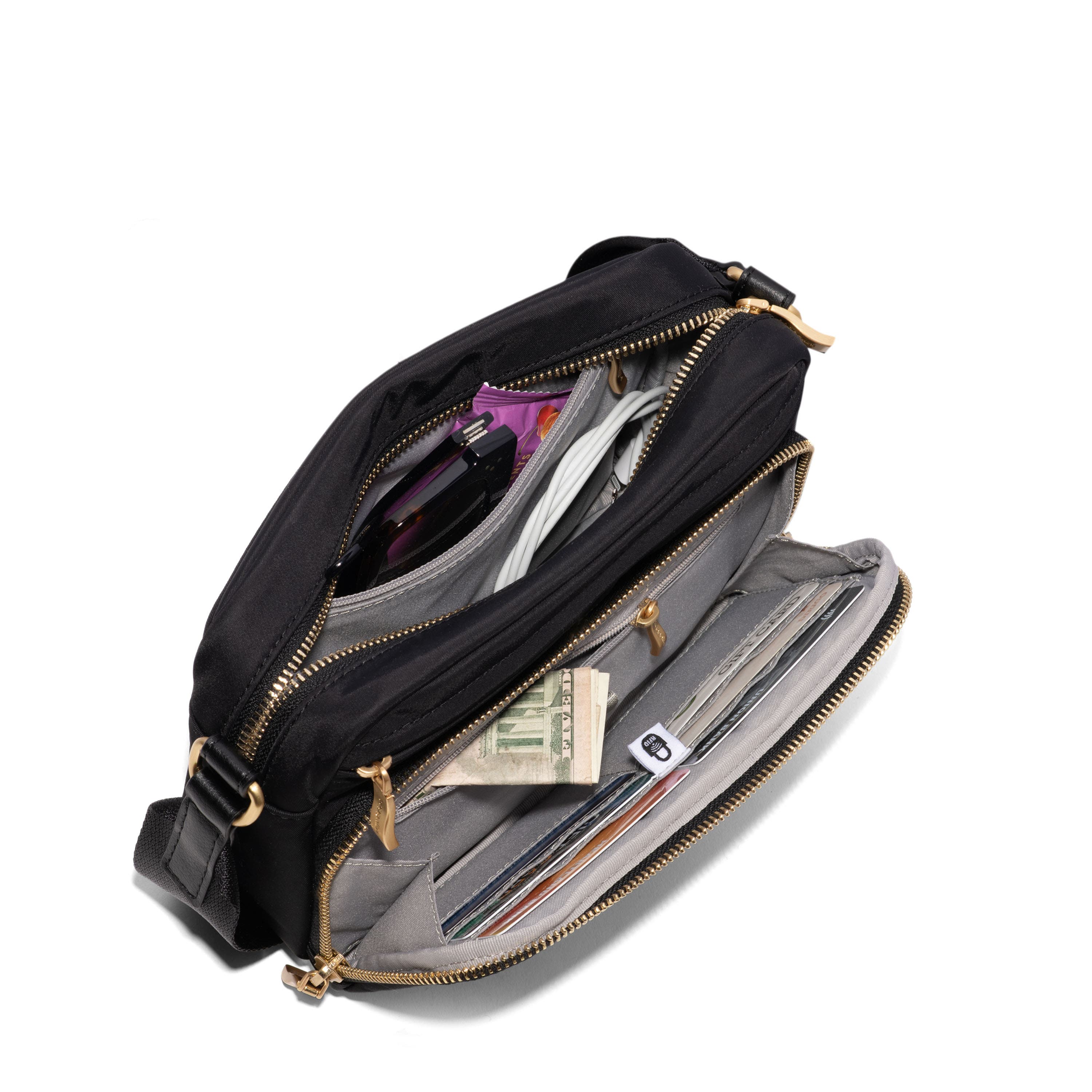 Mott Crossbody, Alternate, color, Black Twill With Gold Hardware