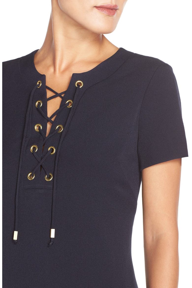 Front Lace Shift Dress, Alternate, color, NAVY