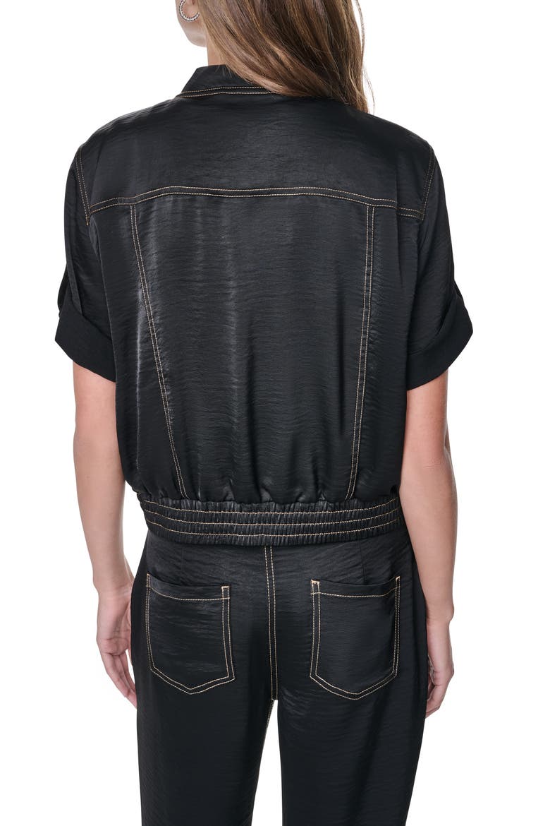 Contrast Stitch Bomber Jacket, Alternate, color, BLACK