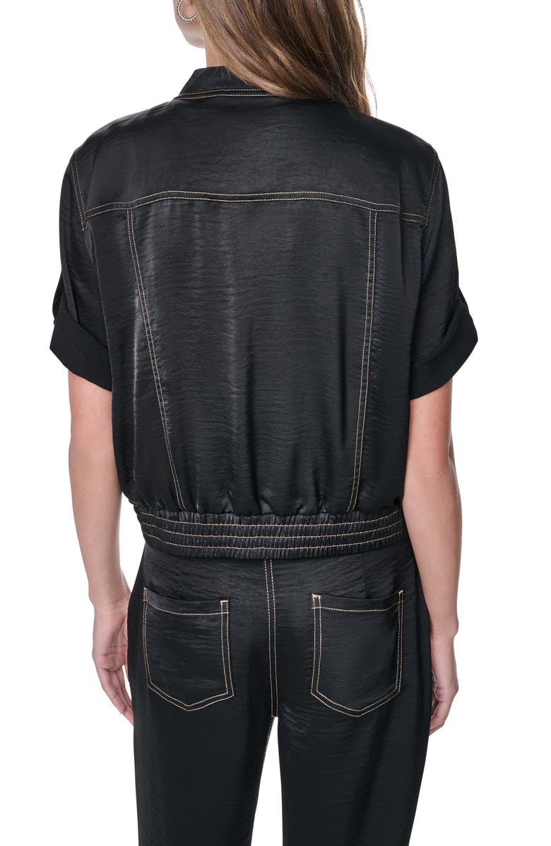 DKNY Contrast Stitch Bomber Jacket, Alternate, color, Black