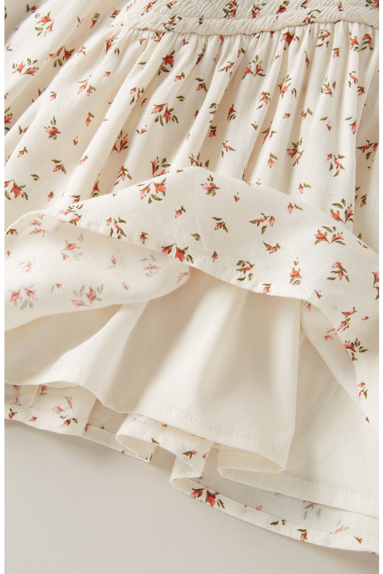 Kids' Floral Smocked Peplum Top, Alternate, color, IVORY- CORAL MINI BLOOM