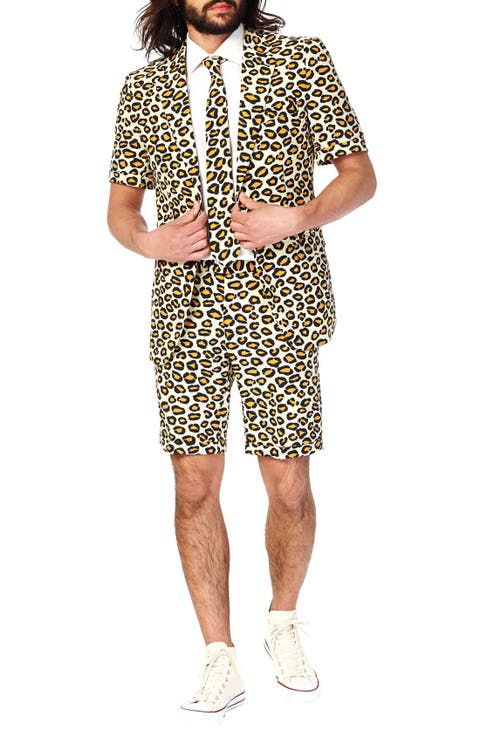 'The Jag - Summer' Trim Fit Two-Piece Short Suit with Tie
