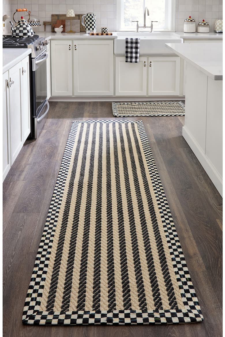 Courtly Check Herringbone Stripe Indoor Rug, Alternate, color, BLACK