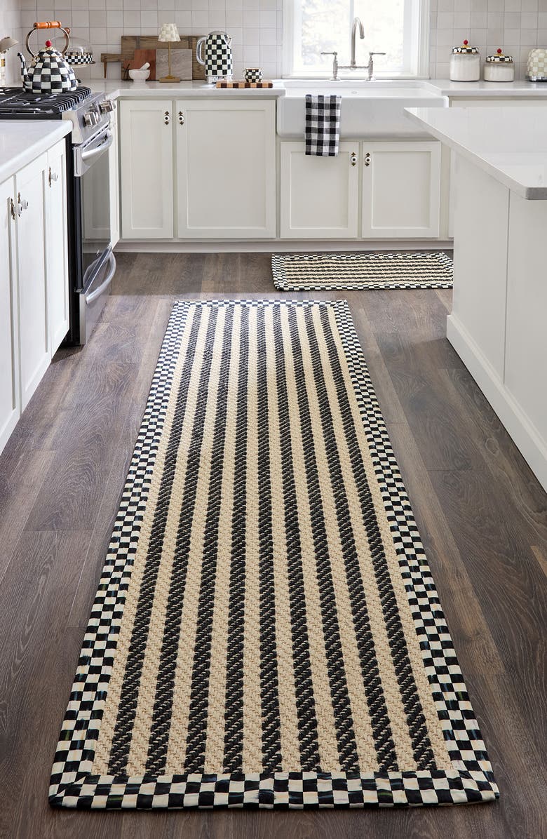 MACKENZIE CHILDS Courtly Check Herringbone Stripe Indoor Rug, Alternate, color, Black
