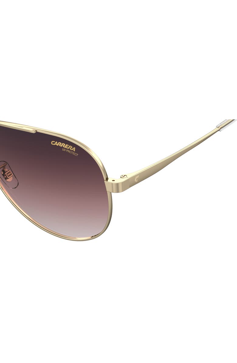 Carrera Eyewear 63mm Polarized Oversize Aviator Sunglasses, Alternate, color, Gold Burgundy/ Gradient Pink