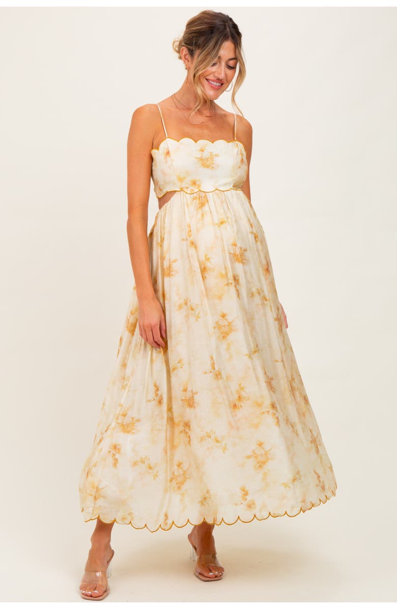 PinkBlush Faded Floral Scallop Edge Cutout Midi Dress, Main, color, 