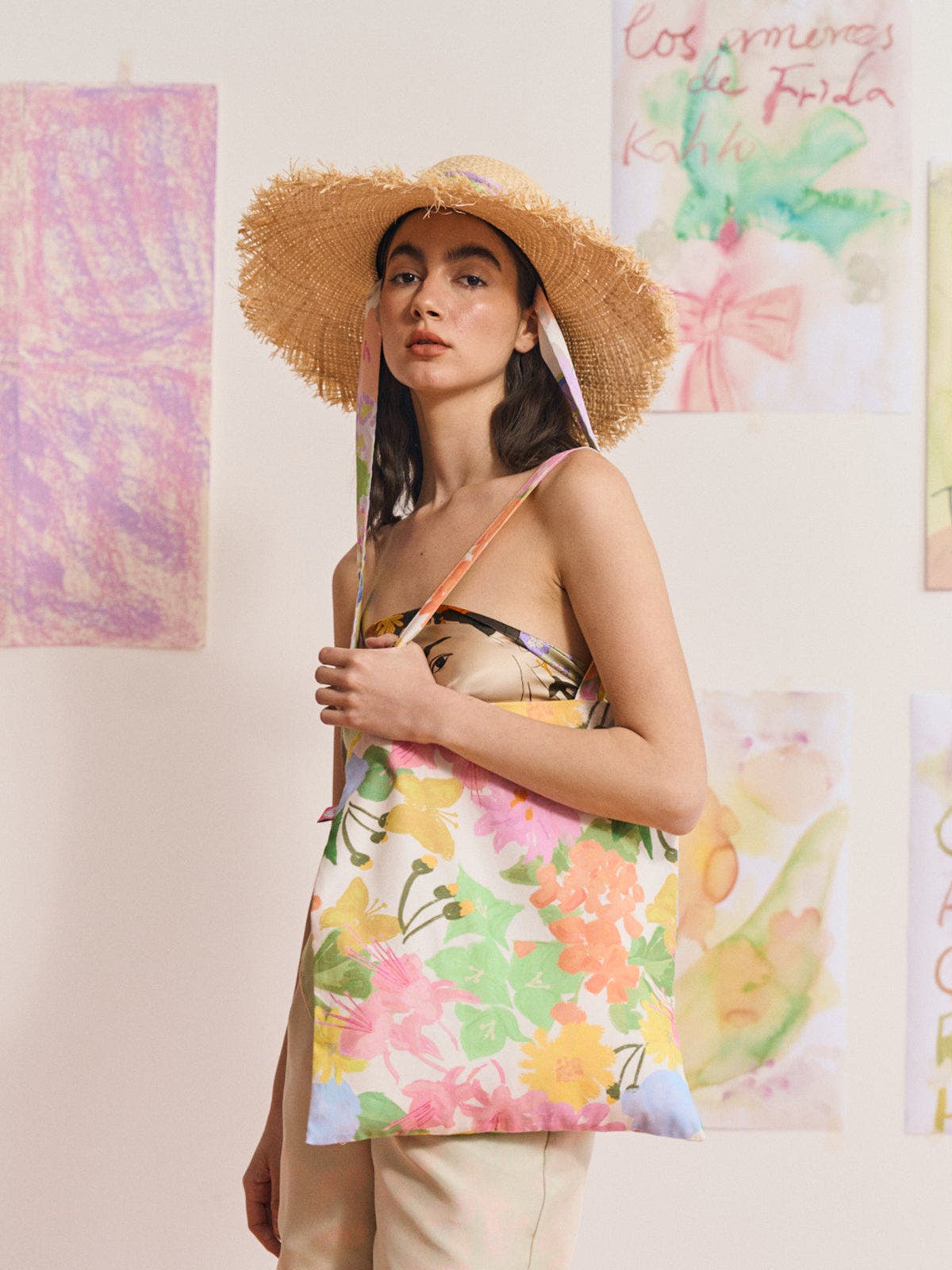 Lost Pattern NYC FRIDA x LOST PATTERN "Frida
s Garden" Tote Bag, Alternate, color, Pink