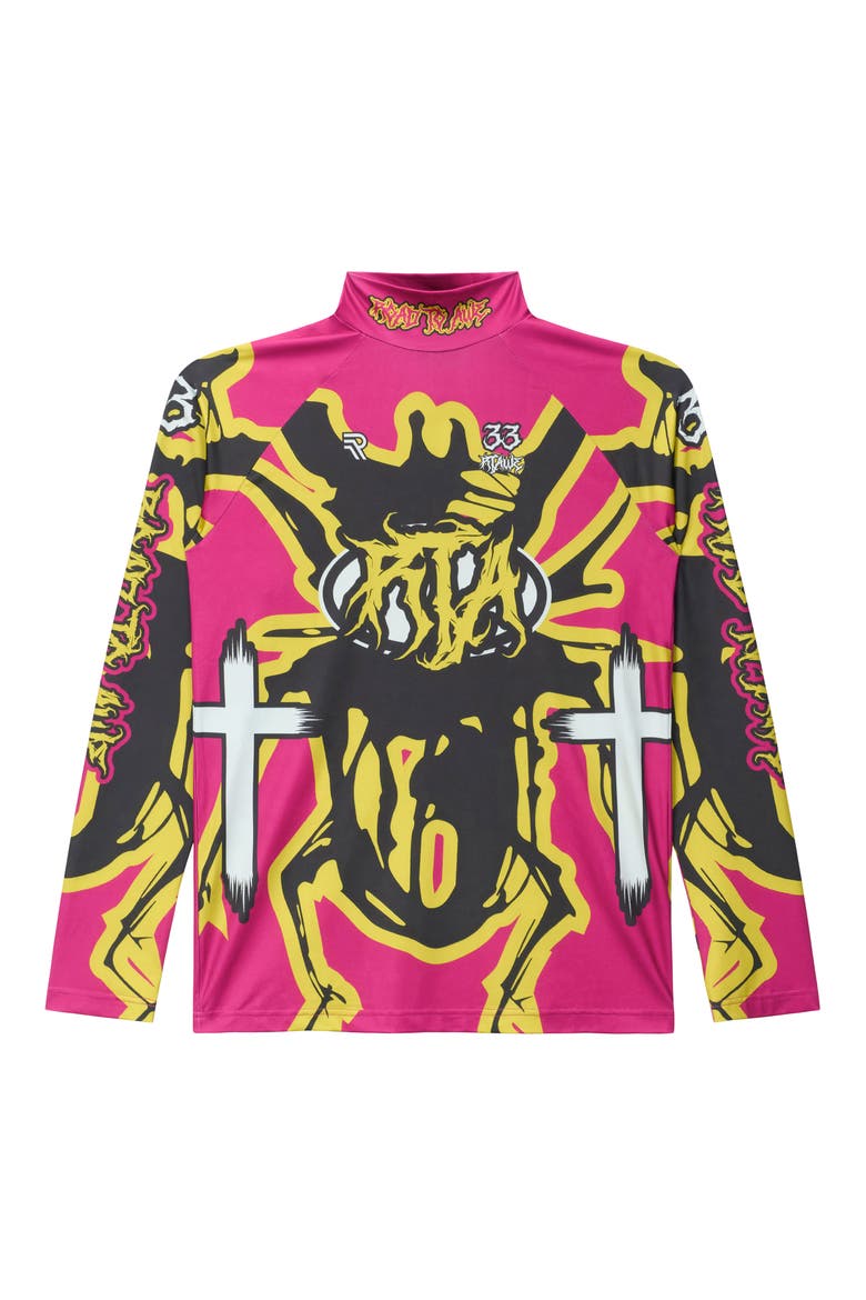 Ilias Mock Neck Racing Shirt, Alternate, color, FUCHSIA RACING BEETLE