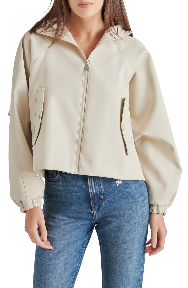 Steve Madden Lumi Faux Leather Hooded Jacket, Main, color, 