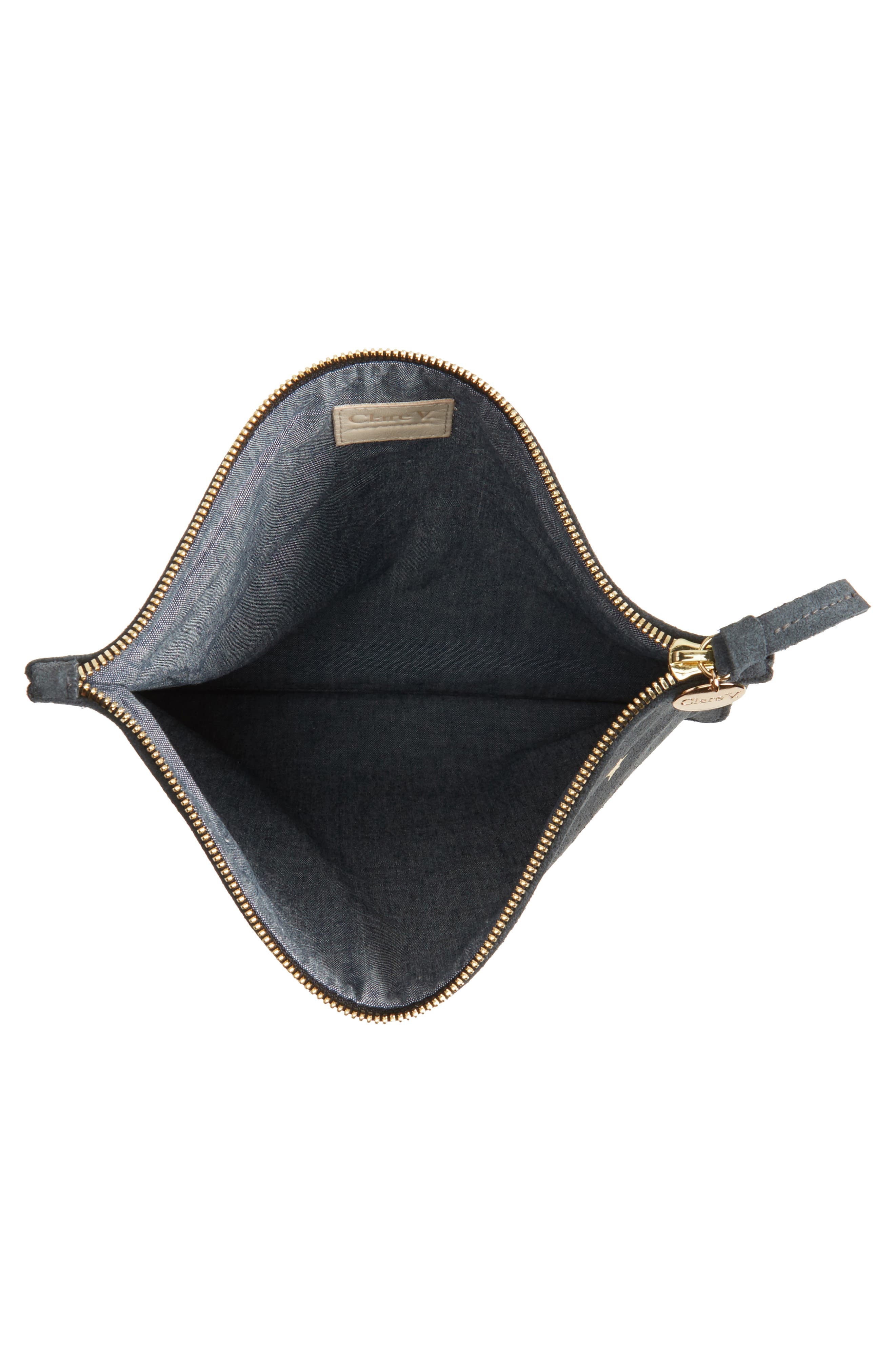 Clare V. Margot Star Print Foldover Suede Clutch, Alternate, color, 