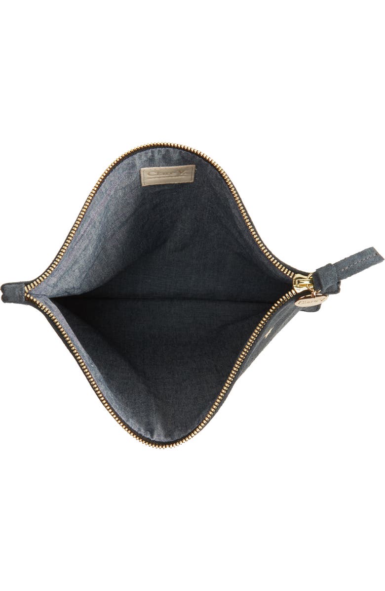 Clare V. Margot Star Print Foldover Suede Clutch, Alternate, color,