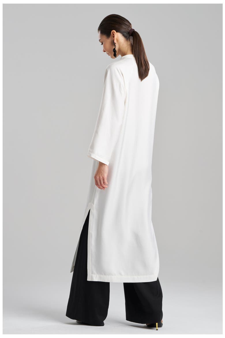 COTTON SILK TWILL Tunic with Side Slits, Alternate, color, WHITE