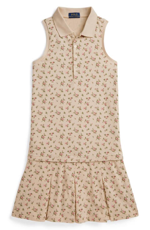 Kids' Floral Sleeveless Polo Shirt & Skirt Set