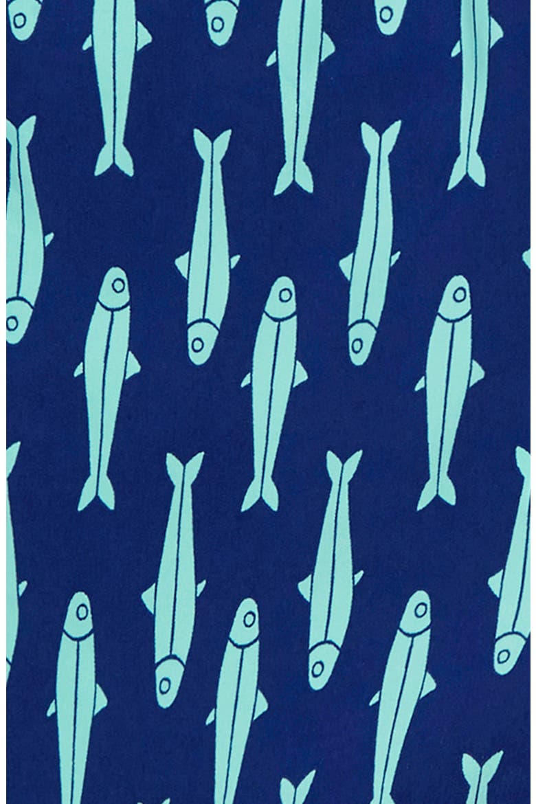 Kids' Fish Print Swim Trunks, Alternate, color, INK BLUE AND GREEN