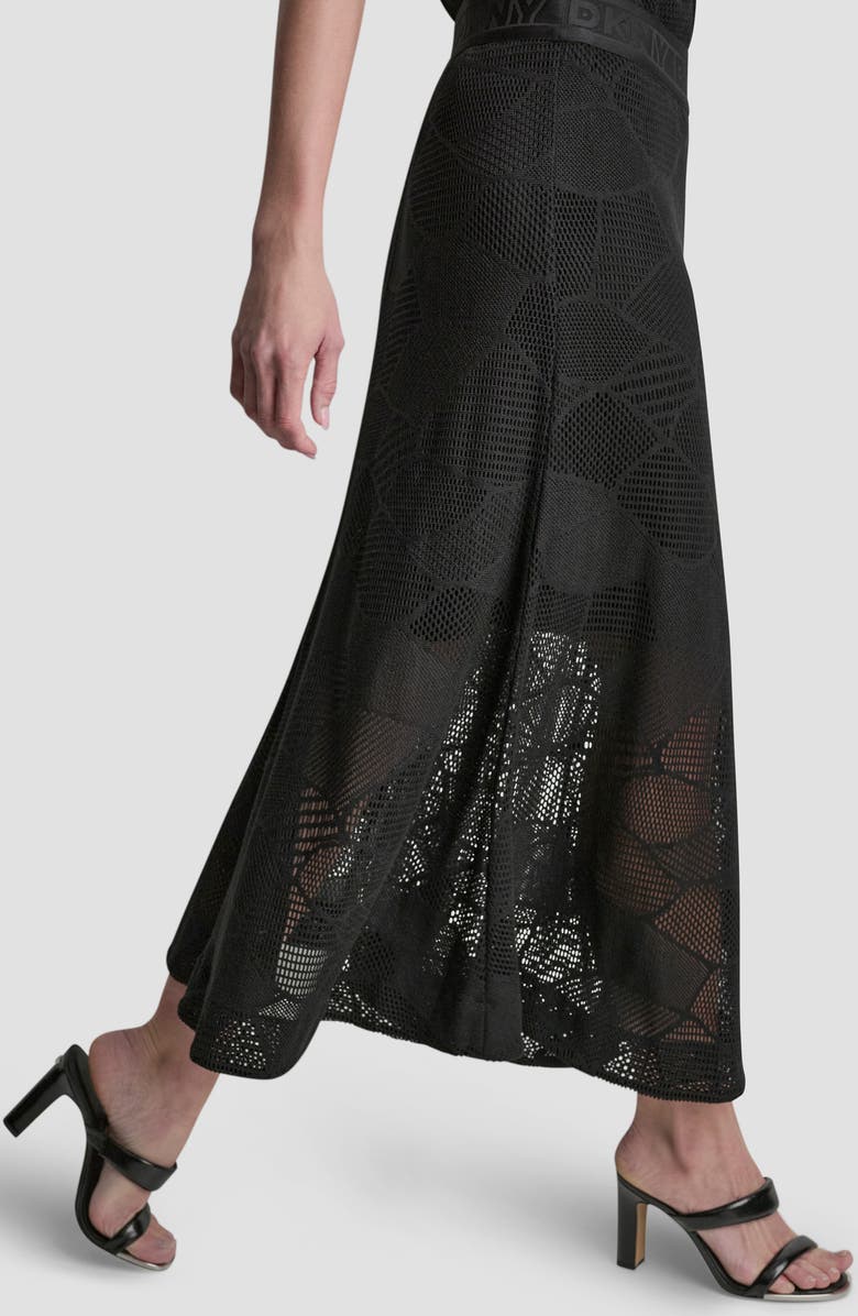 DKNY Croton Lace Midi Skirt, Alternate, color, Black