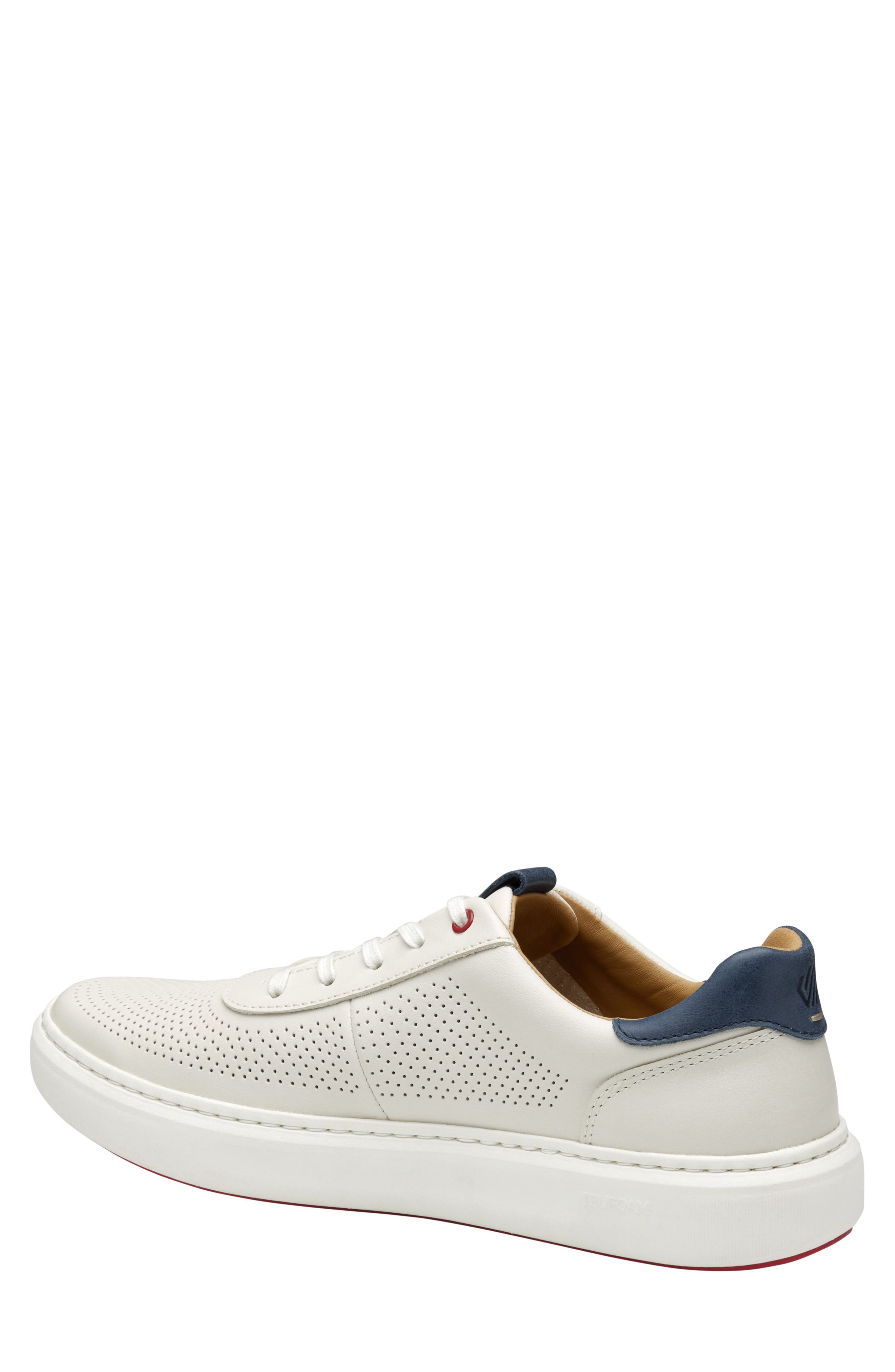 Johnston & Murphy Anders Perforated Sneaker, Alternate, color, White Full Grain