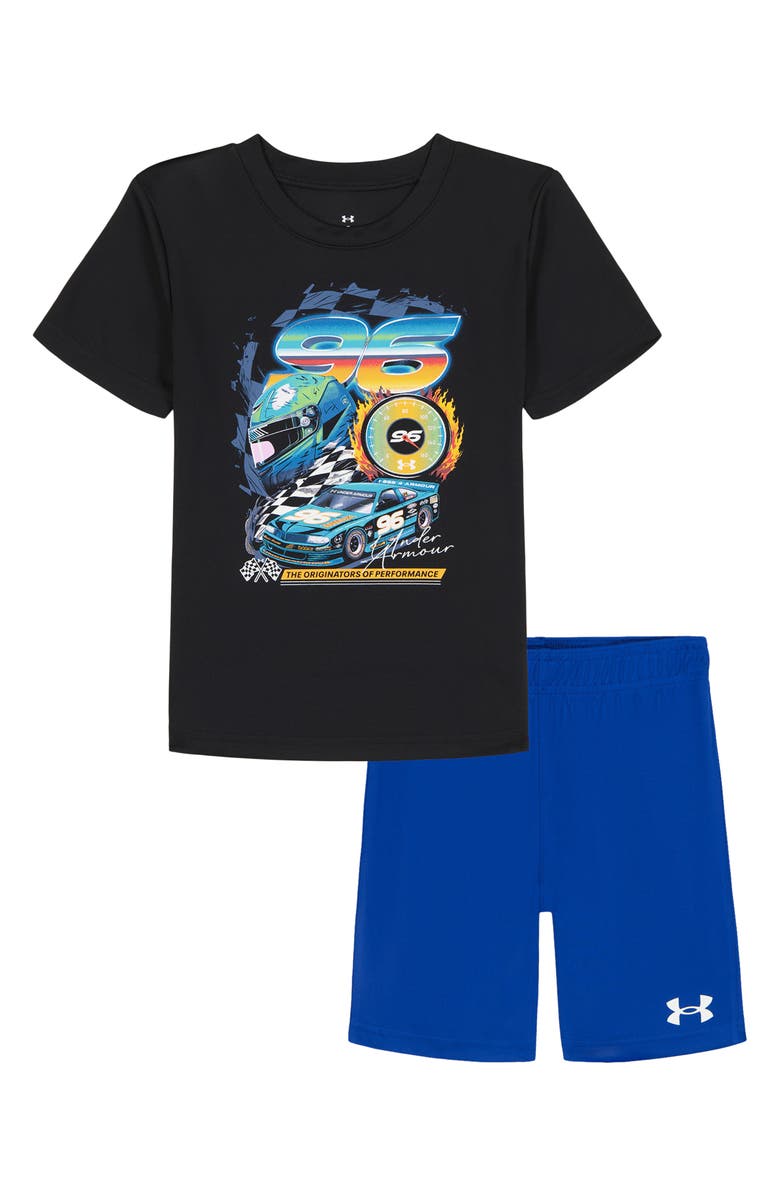 Under Armour Kids' Race Car Graphic Print Performance T-Shirt & Shorts Set, Main, color, Black