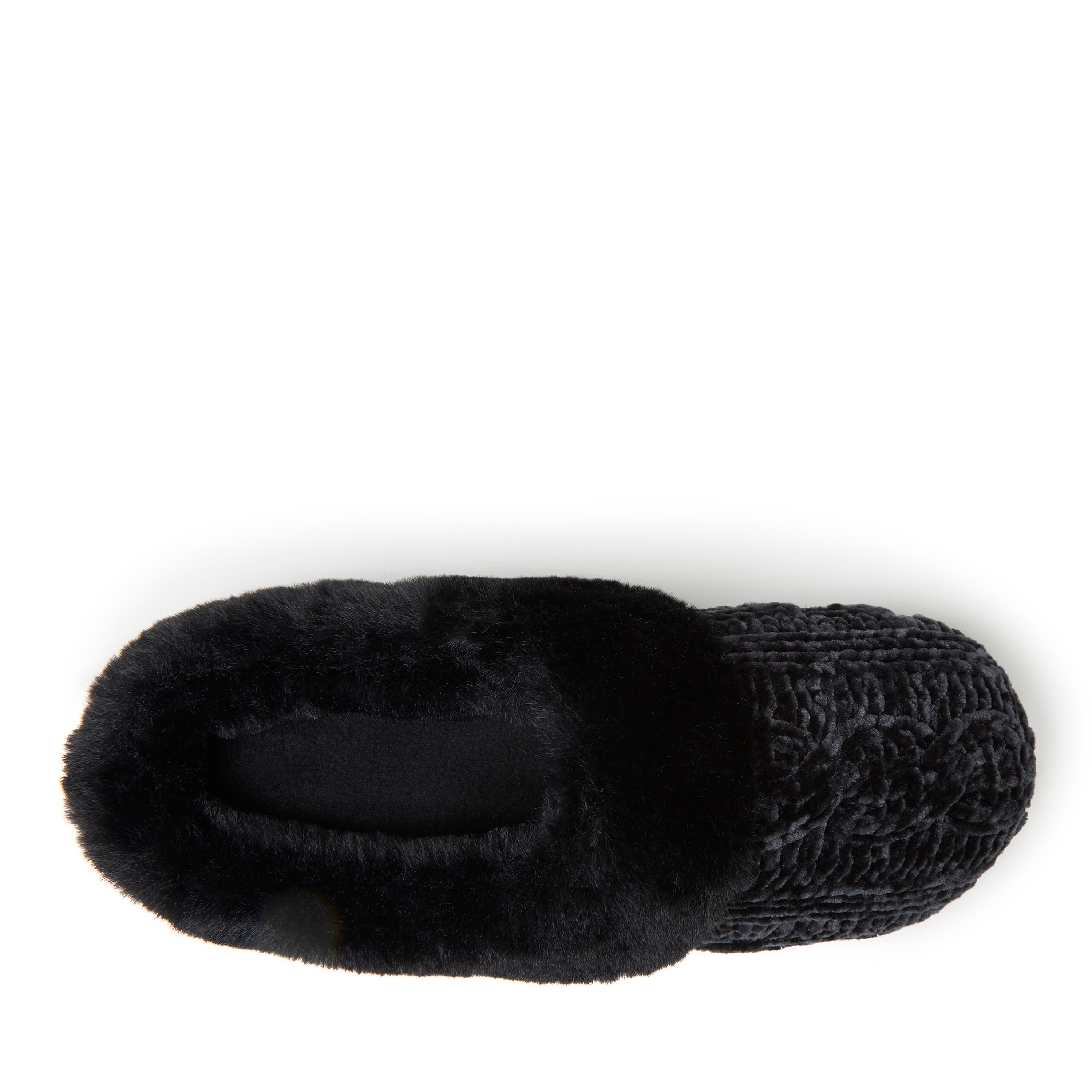 DEARFOAMS Claire Cable Knit Chenille Clog Slipper, Alternate, color, Black