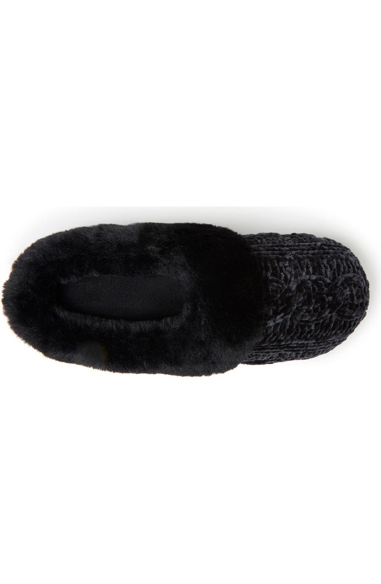 DEARFOAMS Claire Cable Knit Chenille Clog Slipper, Alternate, color, Black