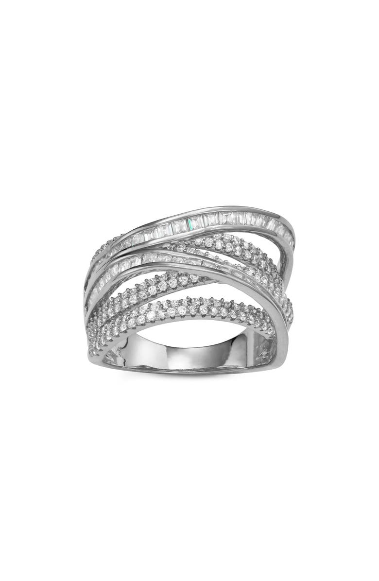 FZN Sterling Silver Cubic Zirconia Crisscross Ring, Main, color, Silver