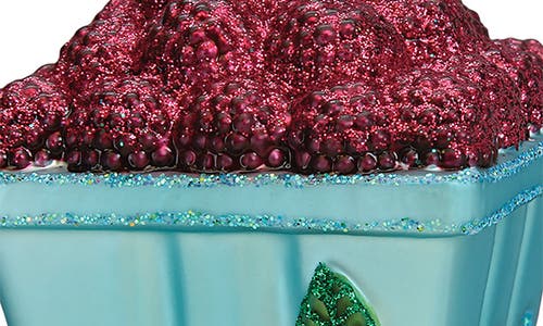 Old World Christmas Carton Of Raspberries Glass Ornament In Blue