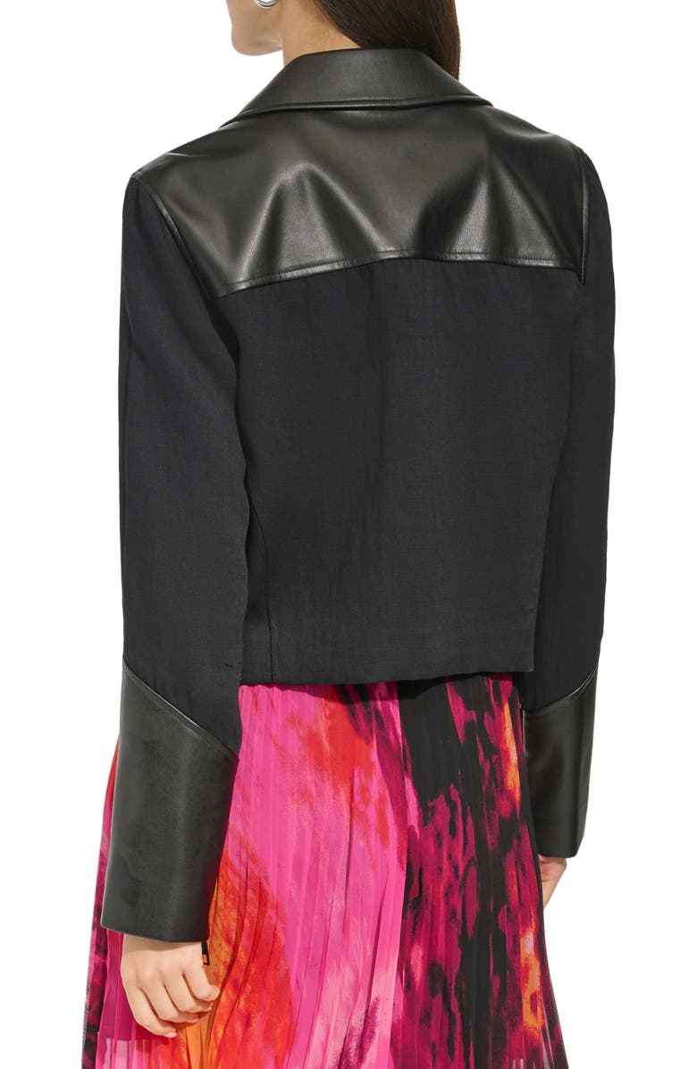 DKNY Mixed Media Moto Jacket, Alternate, color,