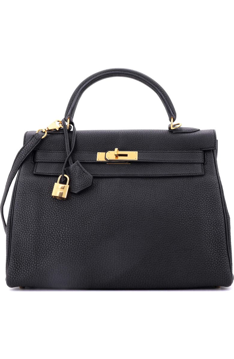 Pre-Owned Hermes Kelly Handbag Black Togo with Gold Hardware 32, Main, color, Noir
