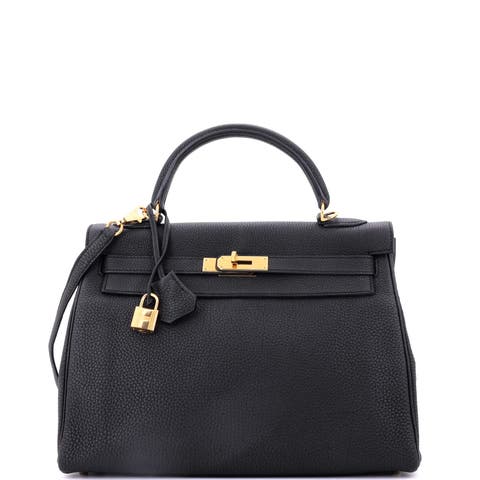 Kelly Handbag Black Togo with Gold Hardware 32