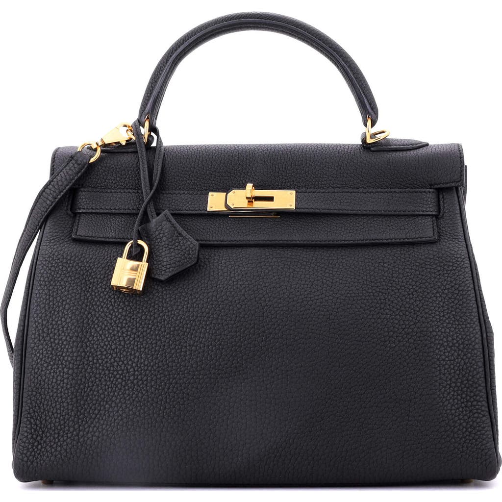 Pre-owned Hermes  Hermes Kelly Handbag Black Togo With Gold Hardware 32