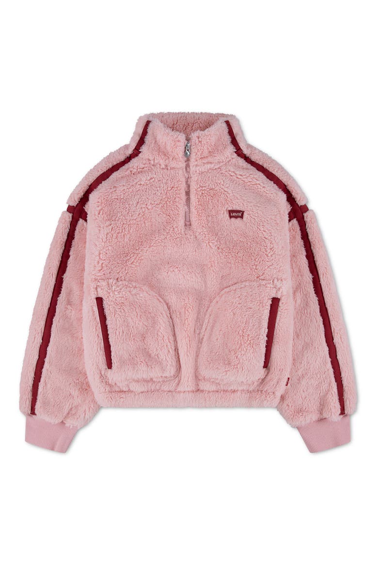 Kids' High-Pile Fleece Half Zip Pullover, Main, color, POWDER PINK