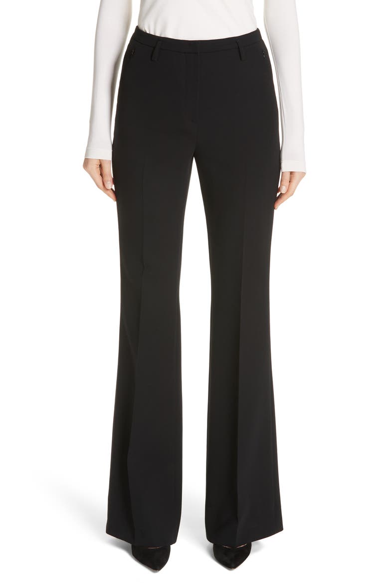 Farrah Stretch Wool Flare Pants, Main, color, BLACK