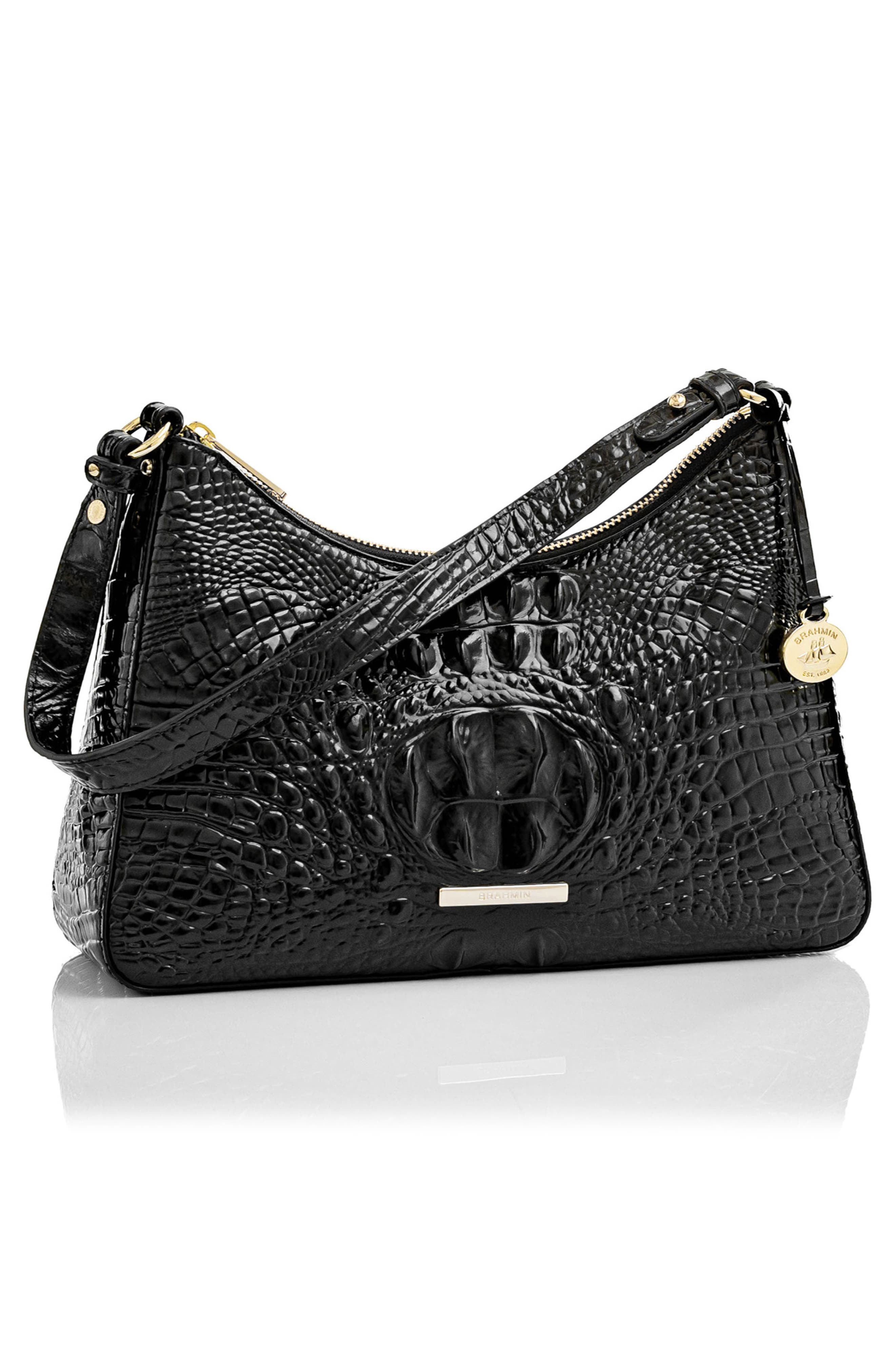 Brahmin Esme Croc Embossed Leather Shoulder Bag, Alternate, color, 