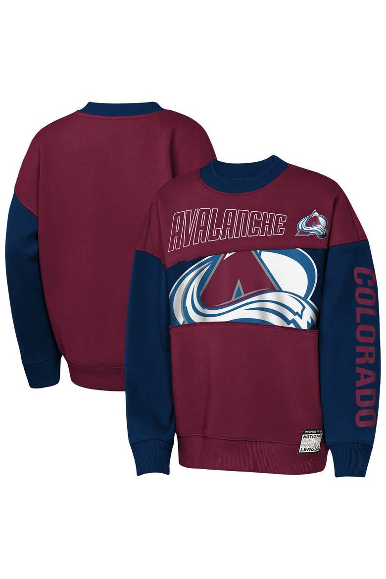 Youth Outerstuff  Burgundy/Navy Colorado Avalanche Impact Player Sweatshirt, Main, color, Burgundy