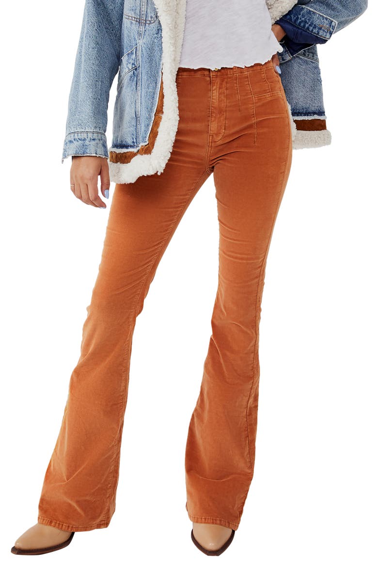 We the Free Jayde Flare Leg Corduroy Pants, Main, color, COGNAC