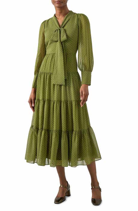 Polly Swiss Dot Long Sleeve Tiered Dress