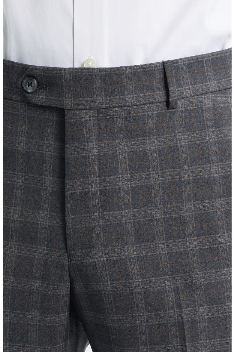 Narrow Plaid Wool Dress Pants, Alternate, color, MEDIUM GREY
