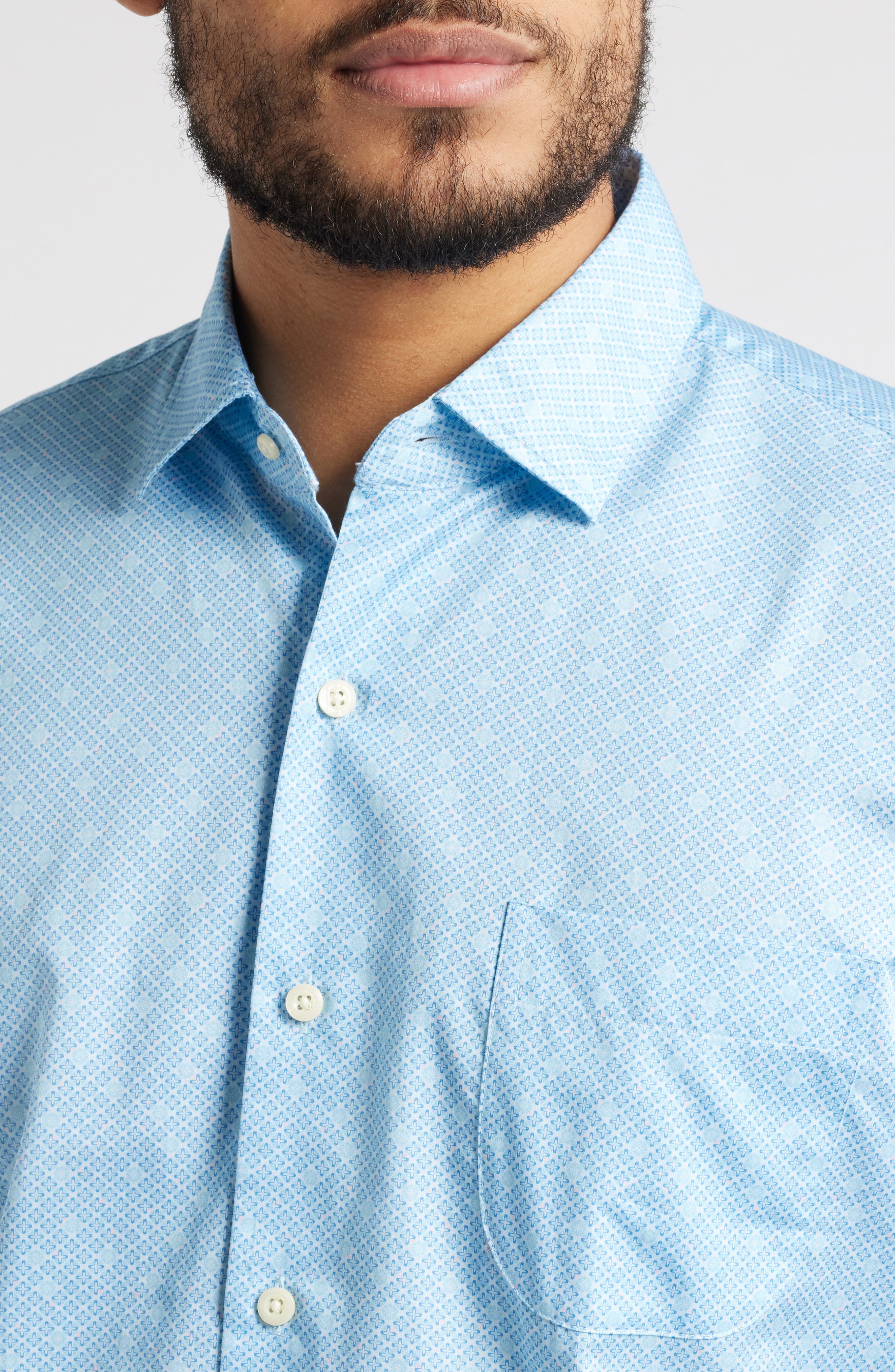 James Geo Print Short Sleeve Cotton Button-Up Shirt - image 2