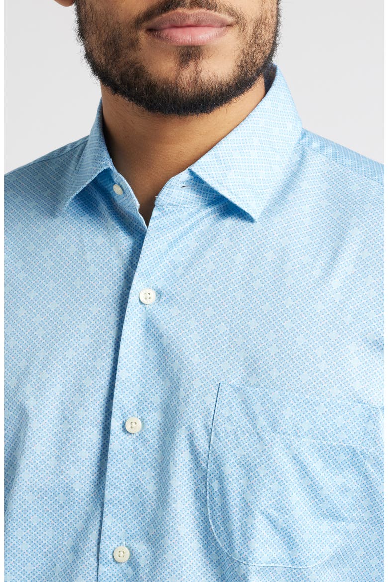 James Geo Print Short Sleeve Cotton Button-Up Shirt, Alternate, color, PALE BLUE