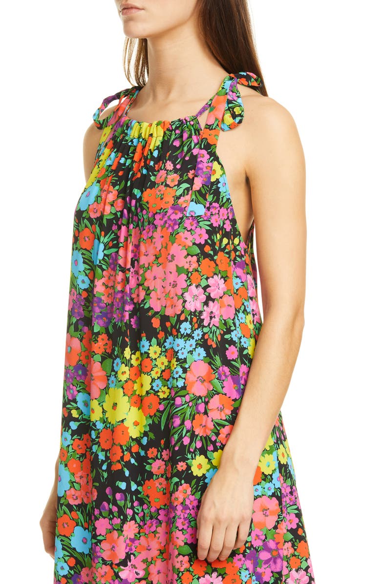 Les Rêveries Tie Strap Floral Silk Dress, Alternate, color, 