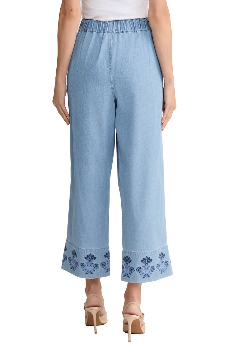 Embroidered Border High Waist Crop Wide Leg Drawstring Jeans, Alternate, color, PISCES WASH