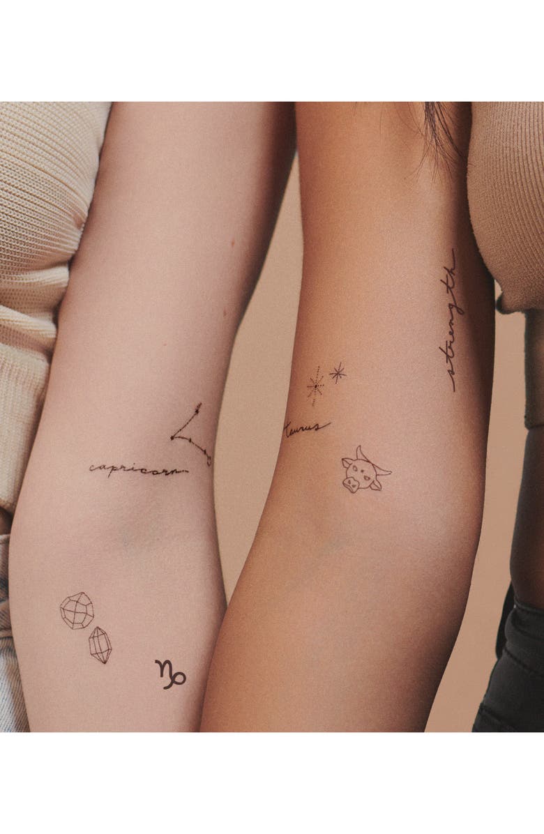 INKED by Dani Earth Zodiac Temporary Tattoos, Alternate, color, Black