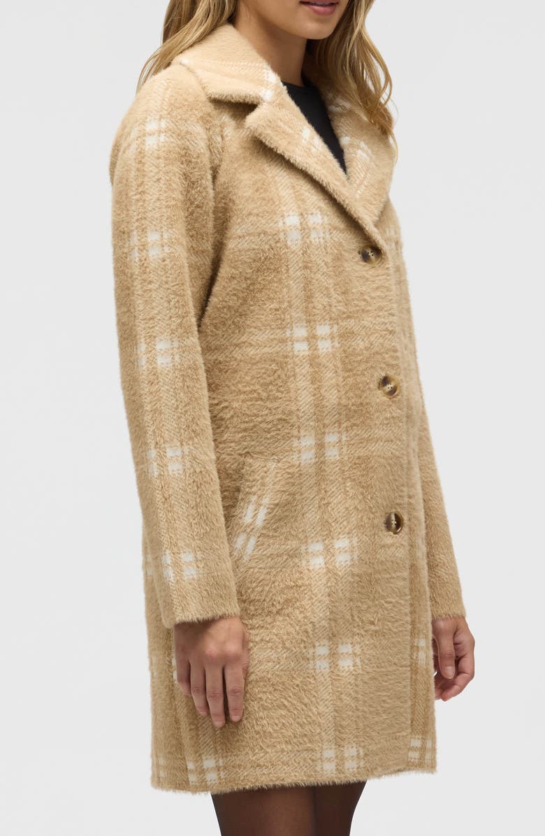 NVLT Eyelash Longline Sweater Coat, Alternate, color, Camel Plaid