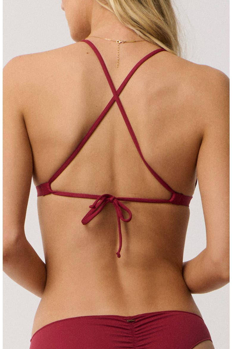 Classic Surf Cross Back Triangle Bikini Top, Alternate, color, PLUM